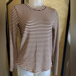 American Eagle Outfitters Striped Long Sleeve Top in Ivory and Burgundy